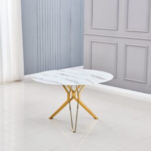 TABLE A MANGER ELECTRA GOLD MARBRE BLANC