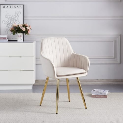 CHAISE AVEC ACCOUDOIR KANVAS PIEDS GOLD