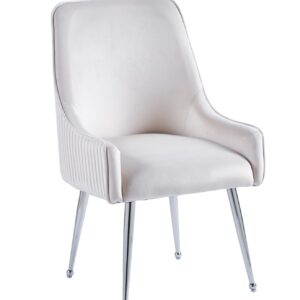 CHAISE LUXURY CHROME VELOURS BEIGE ASSISE EN VELOURS, PIETEMENT EN ACIER CHROME