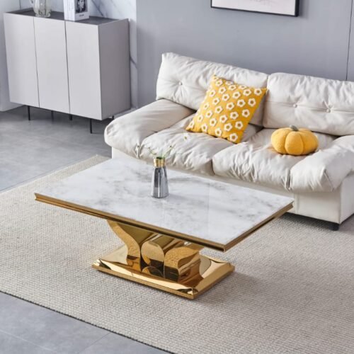 TABLE BASSE TROPHEE DORE MARBRE