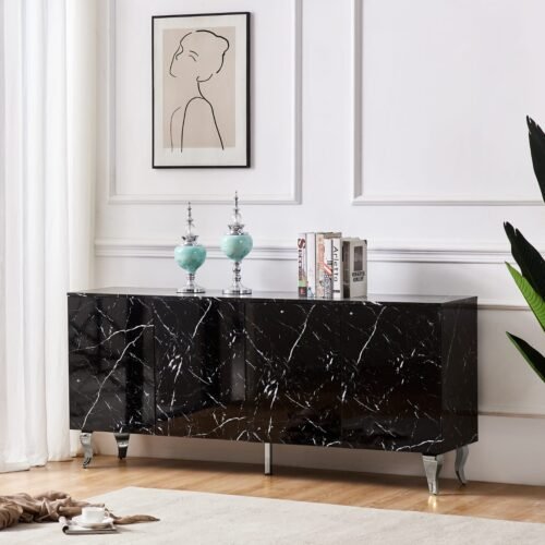 Buffet Baroque Laqué Marbre Noir
