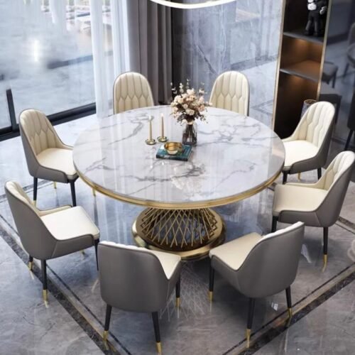 TABLE REPAS DELUXE GOLD MARBRE BLANC – 130x75 cm