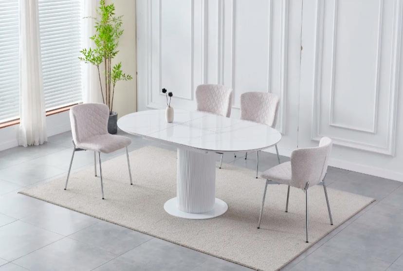 TABLE A MANGER RALLONGE CERAMIQUE SOFIA PIED DORÉ - Image 5