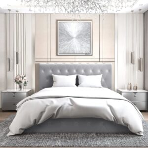 LIT COFFRE CORSICA EN VELOURS GRIS