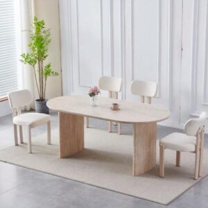 TABLE A MANGER JOSEPHINE TRAVERTIN CERAMIQUE