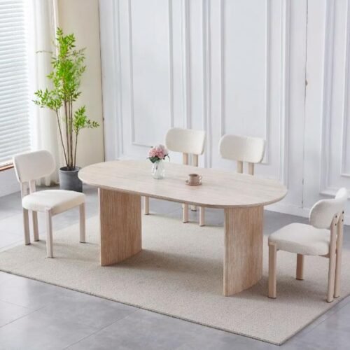 TABLE A MANGER JOSEPHINE TRAVERTIN CERAMIQUE