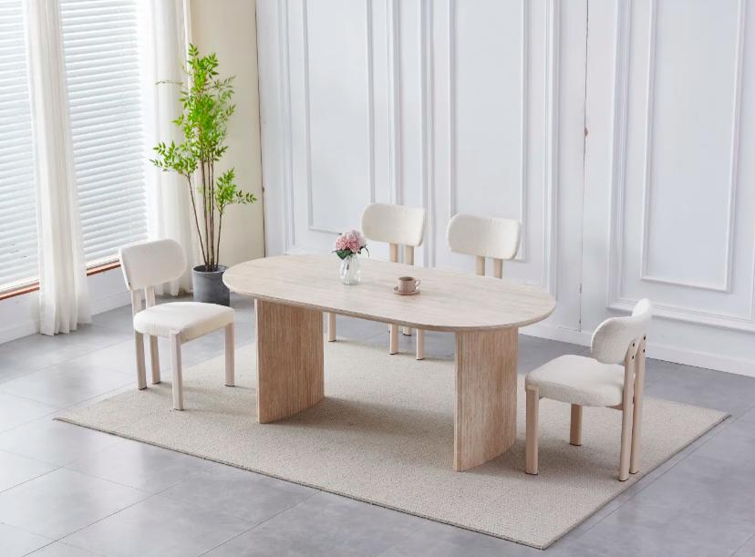 TABLE A MANGER JOSEPHINE TRAVERTIN CERAMIQUE