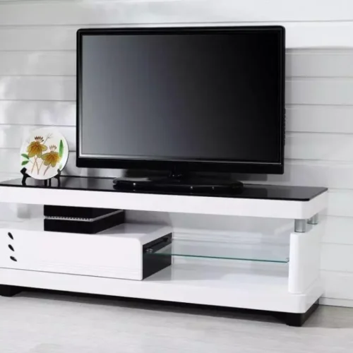 MEUBLE TV OLY – LAQUÉ & VERRE TREMPÉ