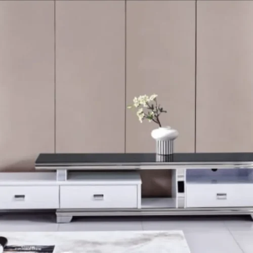 MEUBLE TV / BANC MADY – VERRE NOIR