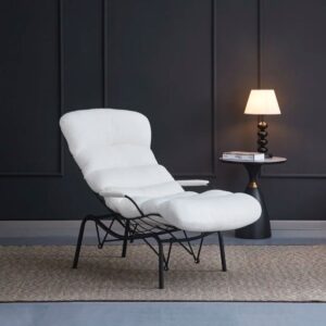 FAUTEUIL MONICA – MÉTAL NOIR & DOUDOU BLANC