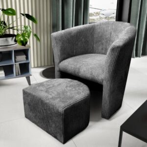 FAUTEUIL LINA – VELOURS CÔTELÉ GRIS