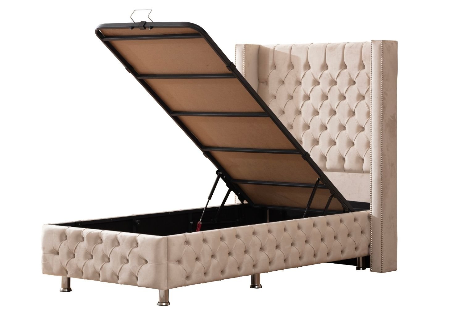 CLOUTE BEIGE Children's Storage Bed - Upholstered Velvet - Image 11