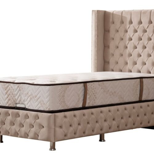 CLOUTE BEIGE Children's Storage Bed - Upholstered Velvet