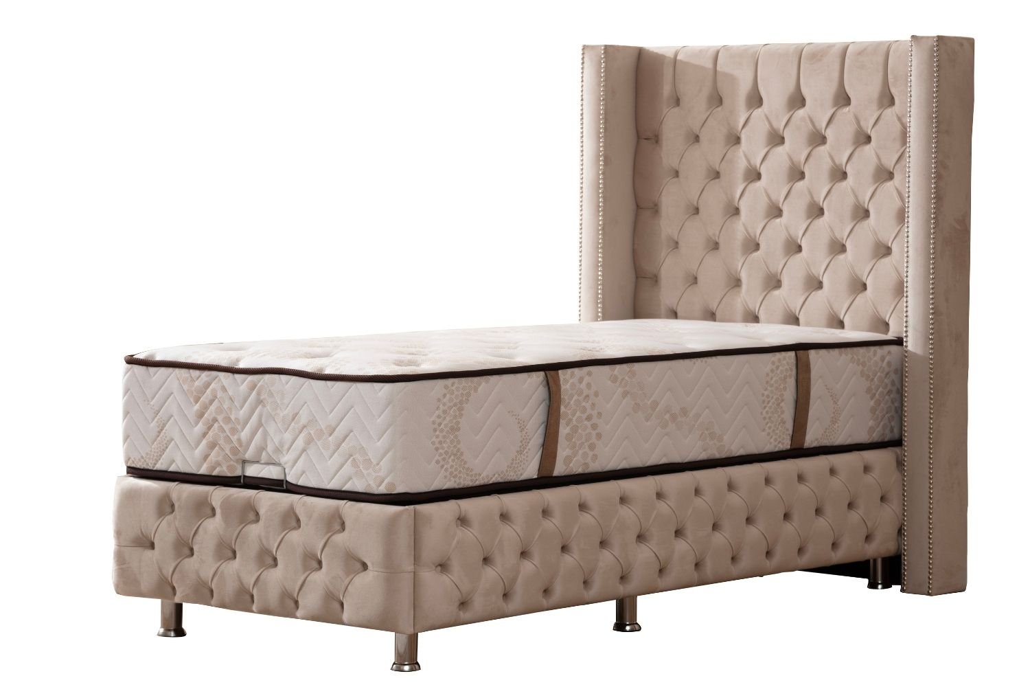 CLOUTE BEIGE Children's Storage Bed - Upholstered Velvet