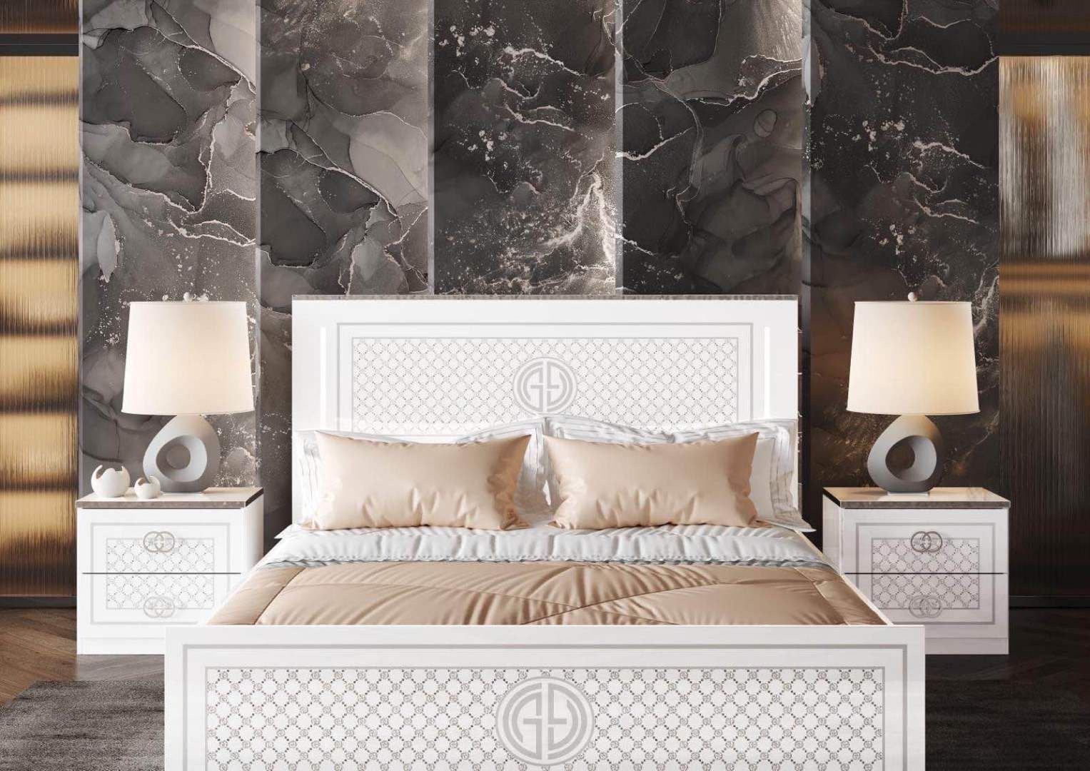CHAMBRE A COUCHER GUGI BLANC ARGENT 799