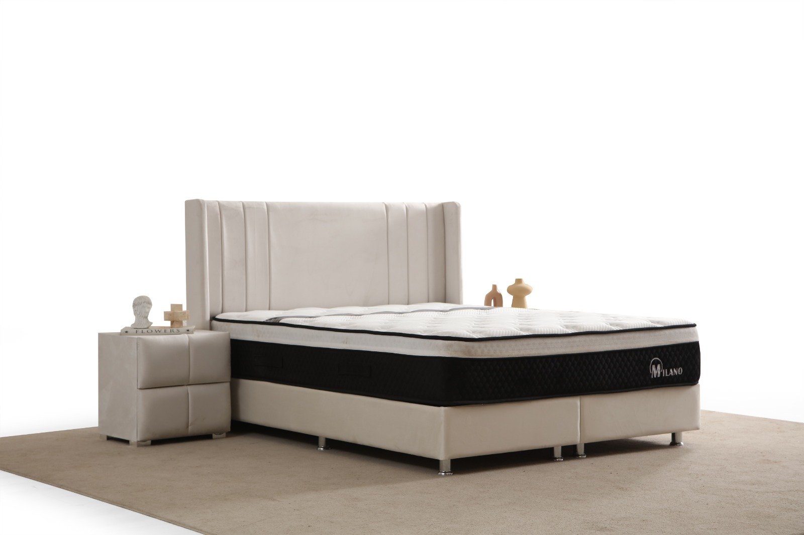 Lit Coffre ALMA BLANC CASSE - Velours - Image 6