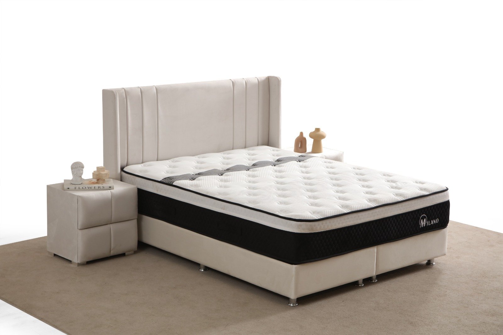 Lit Coffre ALMA BLANC CASSE - Velours - Image 8