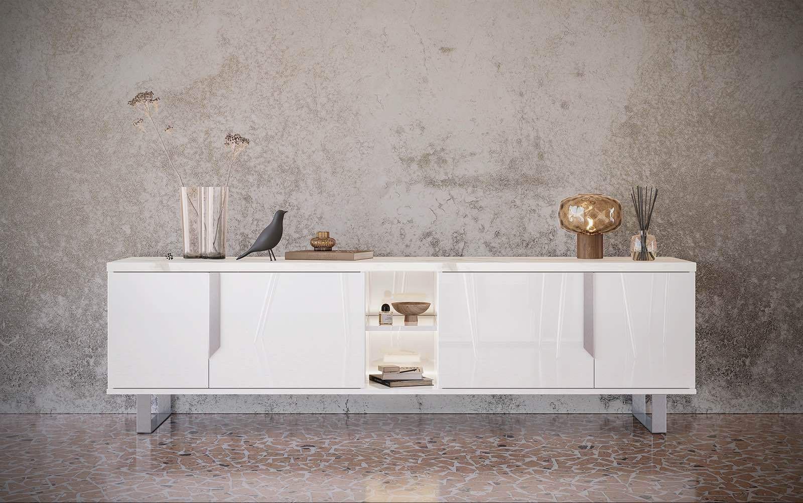 MEUBLE TV 205 ORION BLANC ARGENT