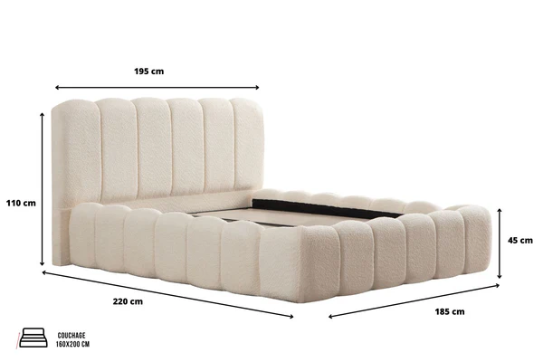 Lit Coffre ALYA BLANC CASSE - Chenille - Image 2