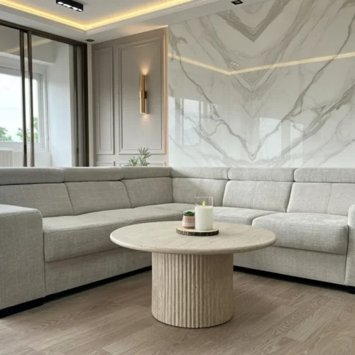 Canapé Karola Convertible Tissu Marbella Crème